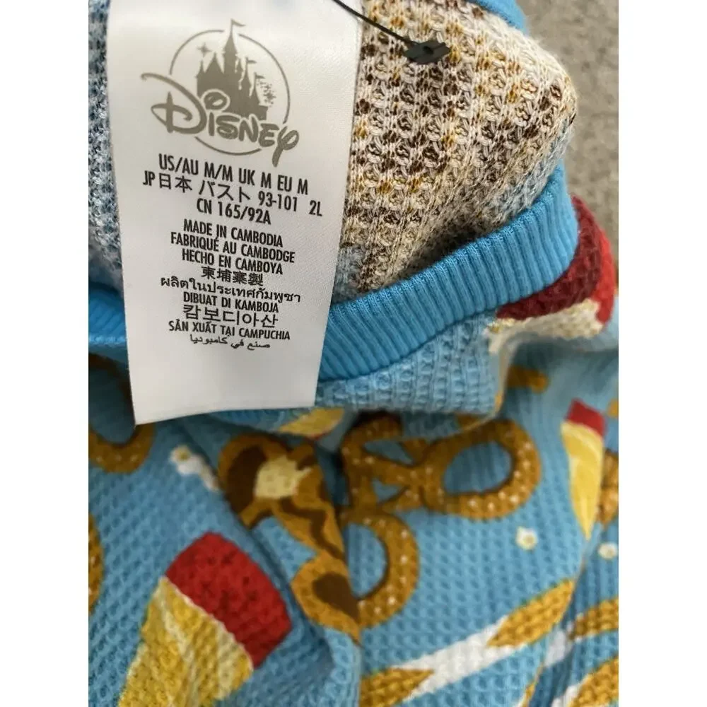 Disney Parks Mickey Pajama PJ Women M Blue Pretzel Food Popcorn Ice Cream Snack - Picture 3 of 5